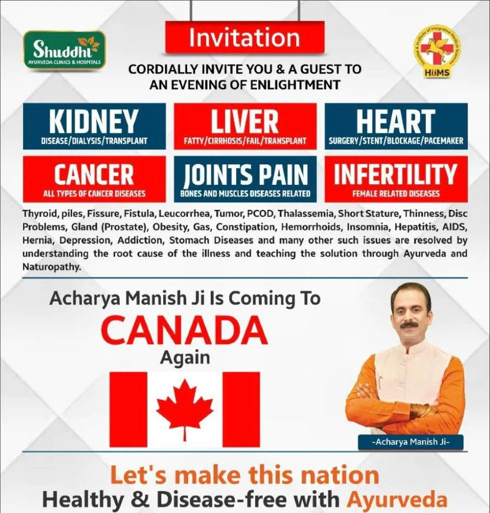 Live Healthy & Disease Free with Ayurveda Acharya Manish in Canada